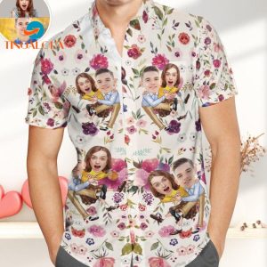 Custom Face Hawaiian Shirts Floral Design Shirts Best Gift For Lovers