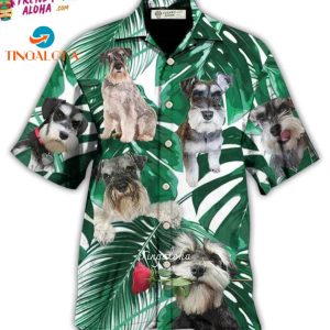 Schnauzer Miniature Tropical Leaf Hawaiian Shirt ? Trendy Aloha 1