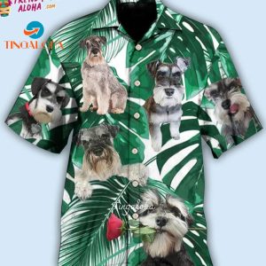 Schnauzer Miniature Tropical Leaf Hawaiian Shirt