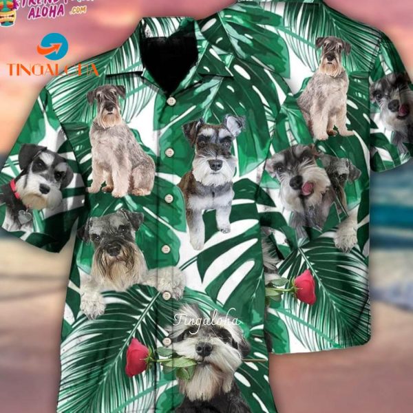 Schnauzer Miniature Tropical Leaf Hawaiian Shirt